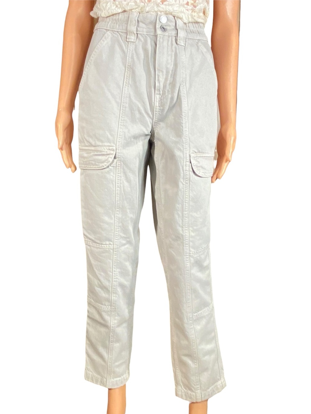 PacSun Utility Cargo Pants Bone Casual High Rise Multple Pockets Size XS